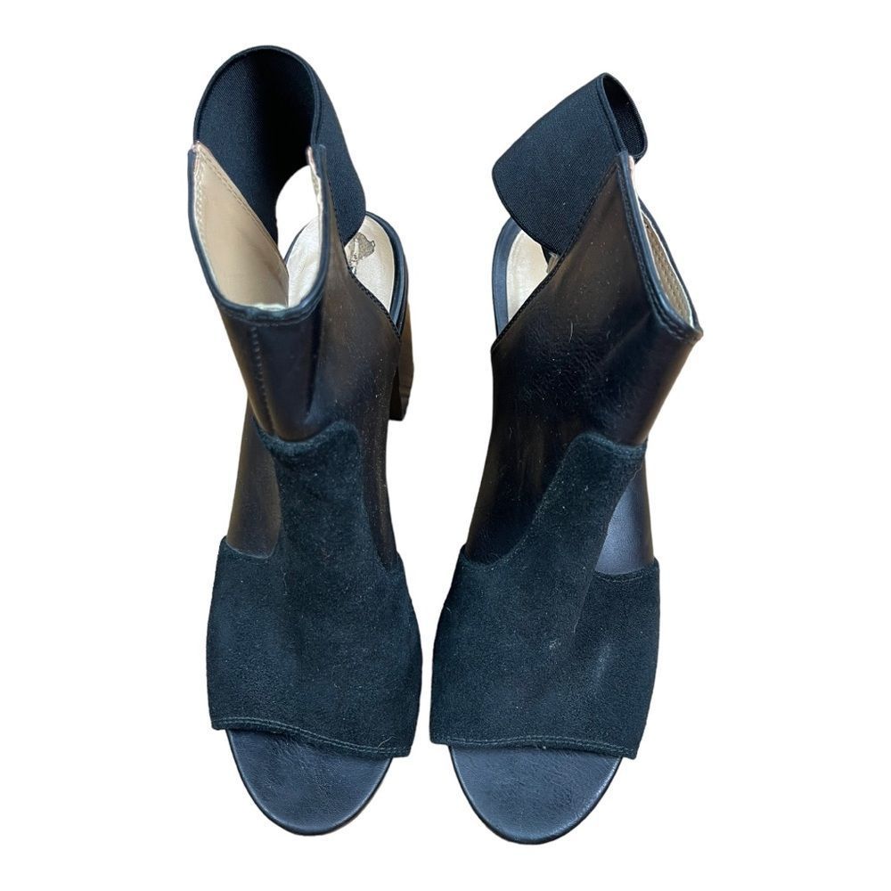 Kensie Esther Black Suede Open Toe Bootie Heels Cutout Women’s Size 9.5 Sandals